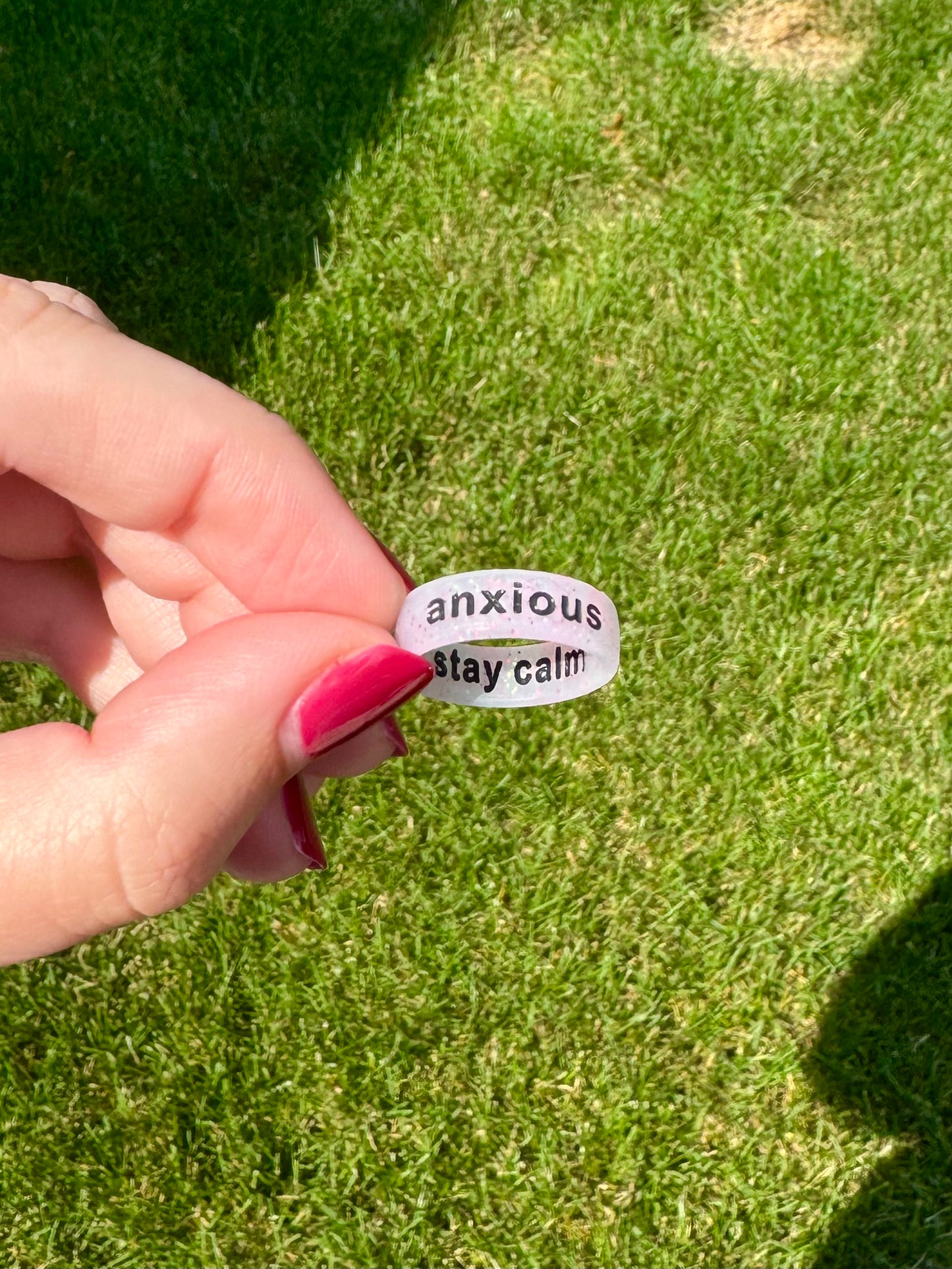 Flip Reversible anxious / stay calm ring