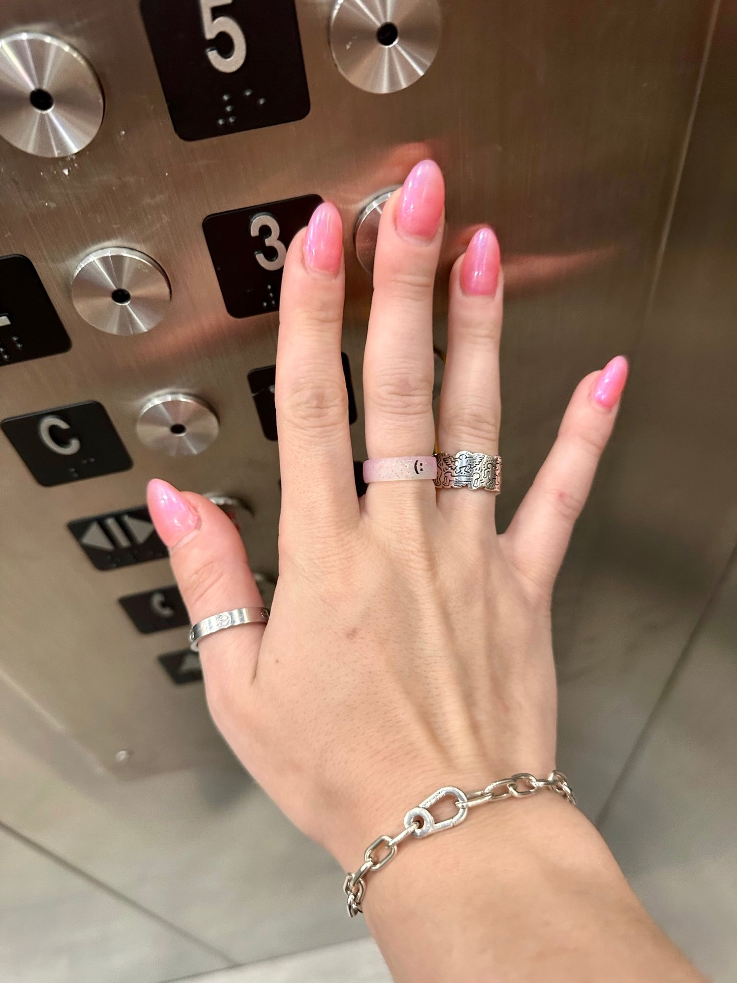 Flip Reversible smile / frown ring cotton candy sparkle