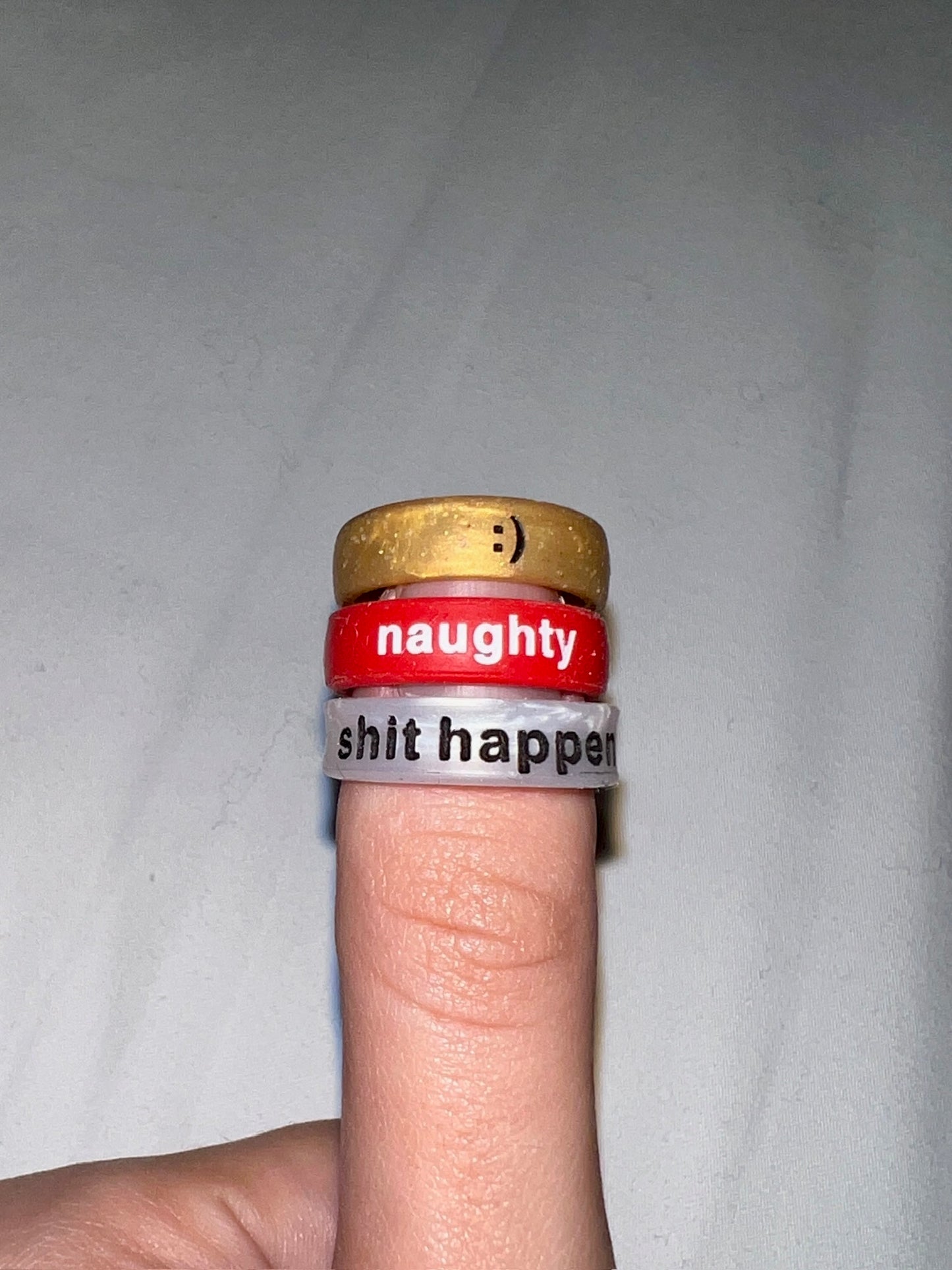 Flip Reversible smile / frown gold ring