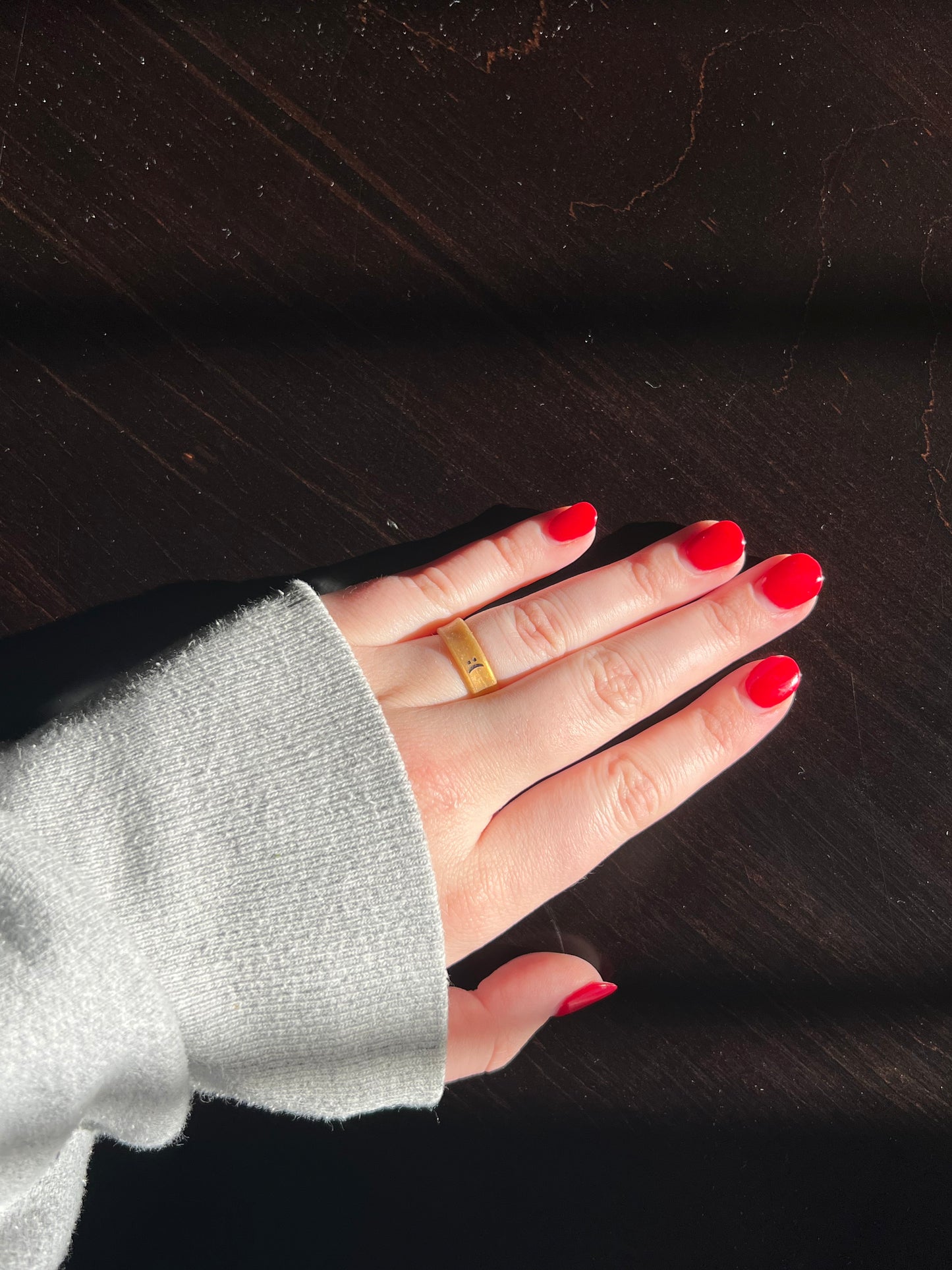 Flip Reversible smile / frown gold ring