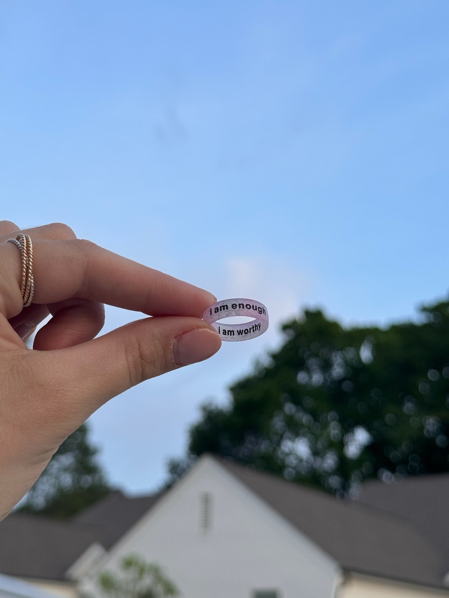 Flip Reversible i am worthy / i am enough ring
