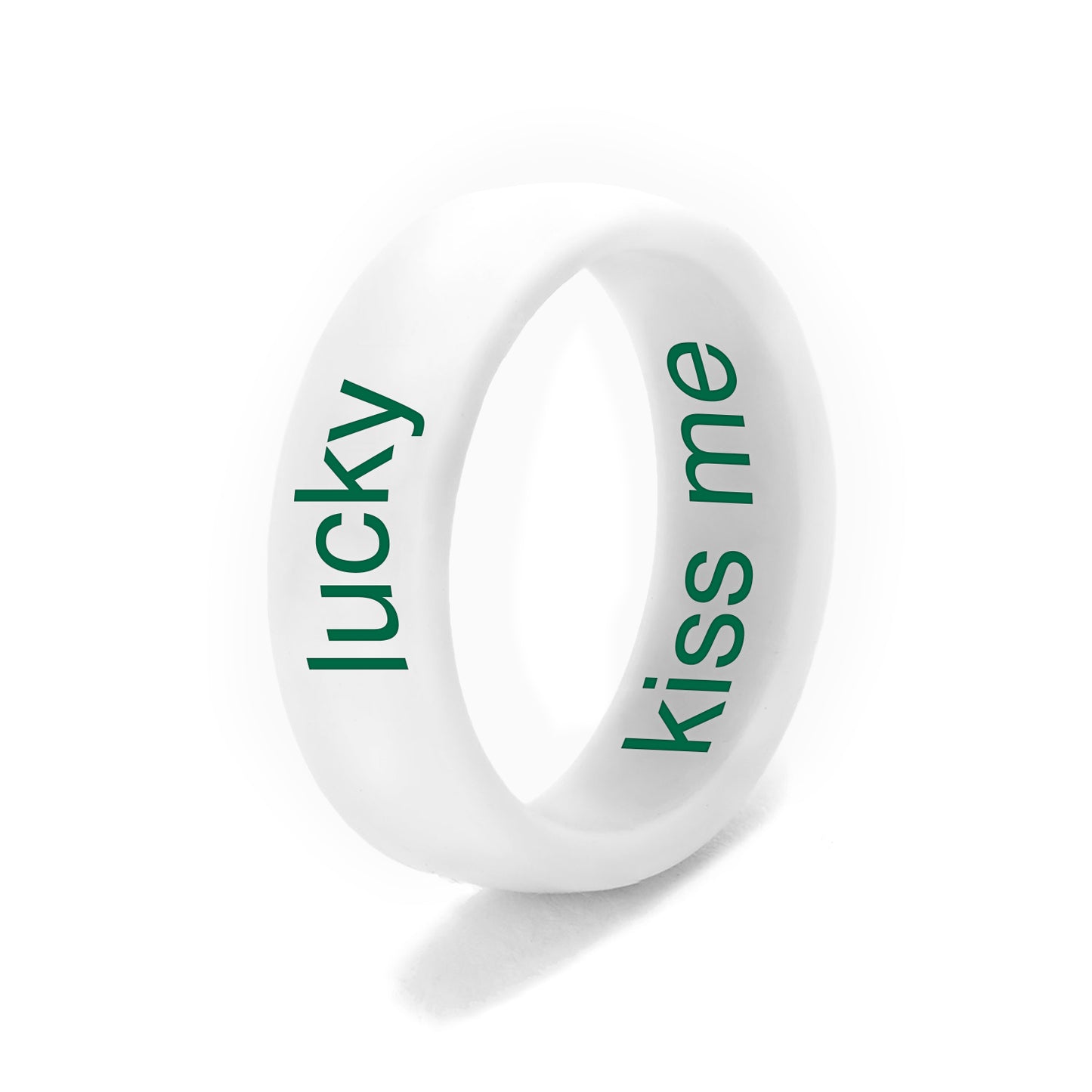 Flip Reversible lucky / kiss me ring white Ring