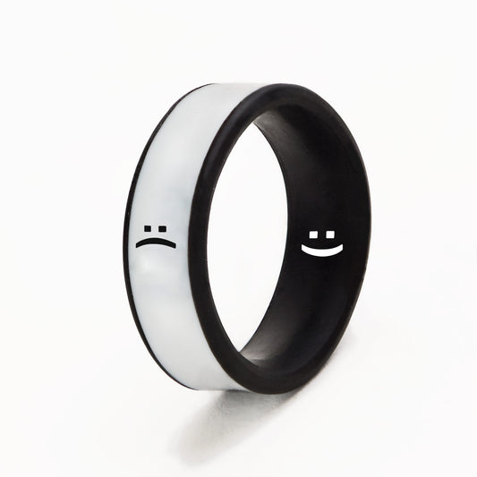 Flip Reversible smile / frown ring black