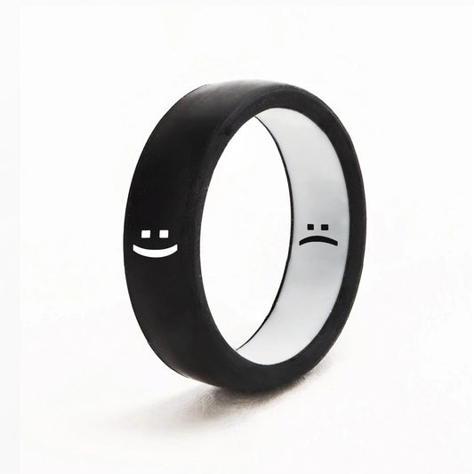 Flip Reversible smile / frown ring black