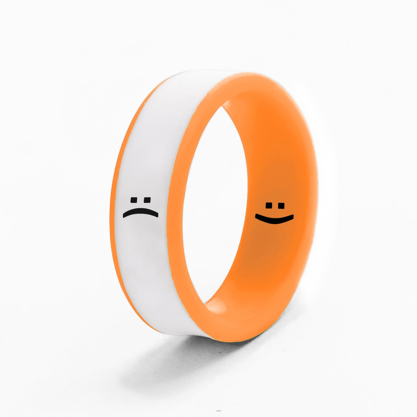 Flip Reversible smile / frown ring neon orange