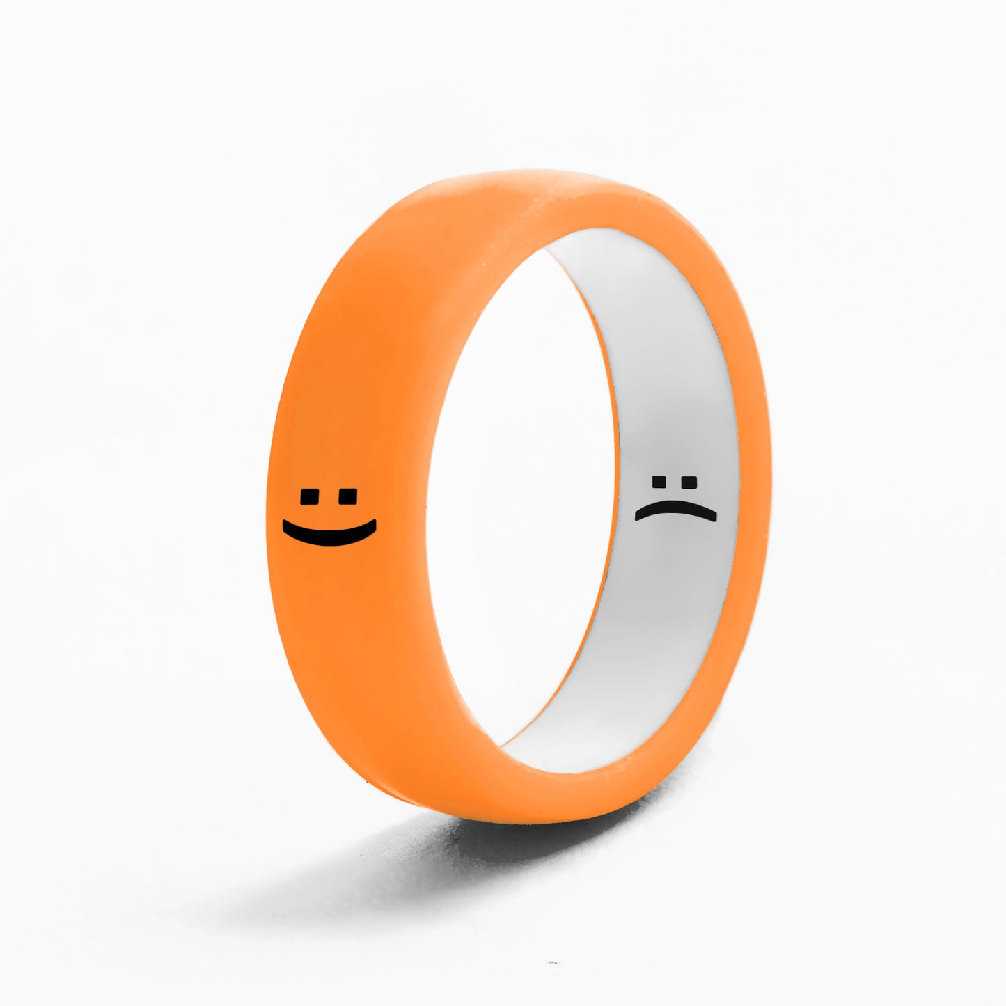 Flip Reversible smile / frown ring neon orange
