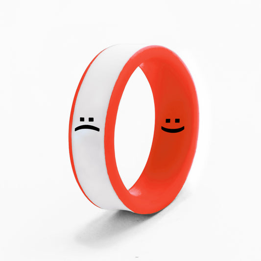 Flip Reversible smile / frown ring hot tamale
