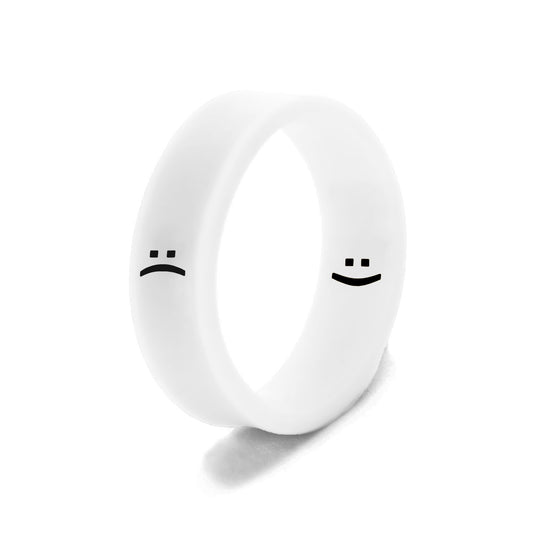 Flip Reversible smile / frown ring white