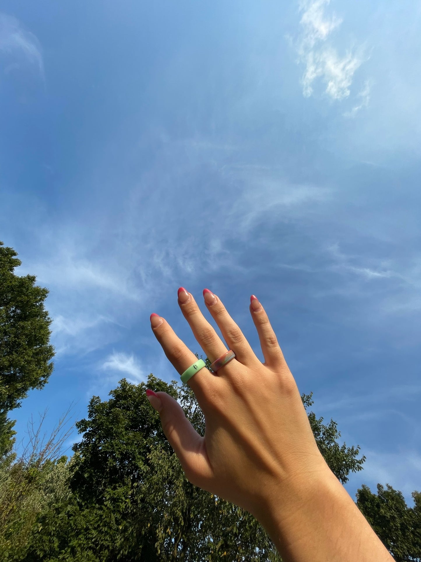 Flip Reversible smile / frown ring matcha green