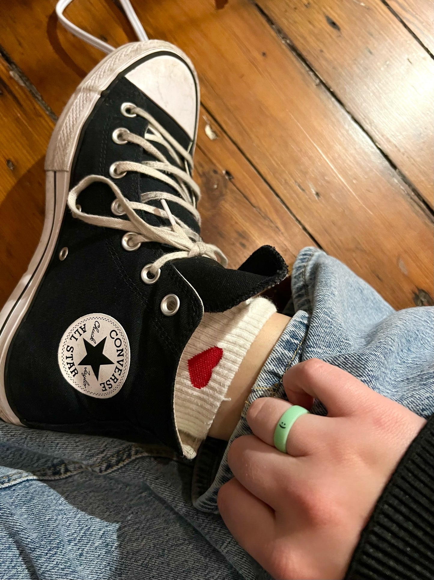 Flip Reversible smile / frown ring matcha green