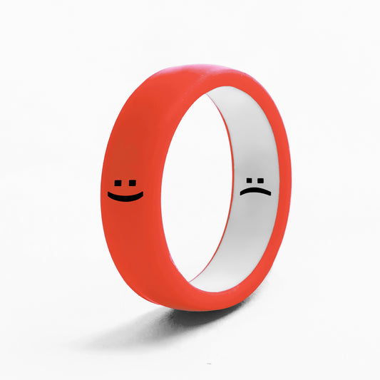 Flip Reversible smile / frown ring hot tamale