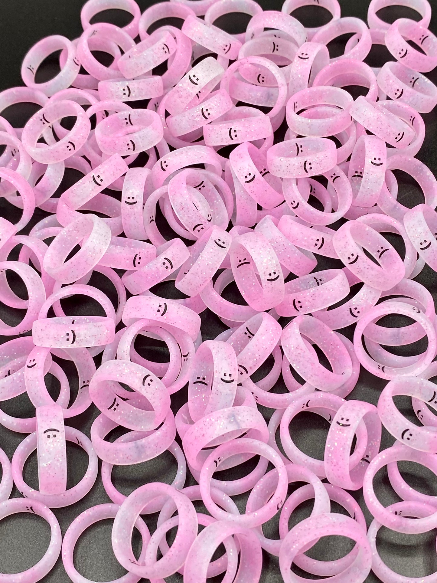 Flip Reversible smile / frown ring cotton candy sparkle