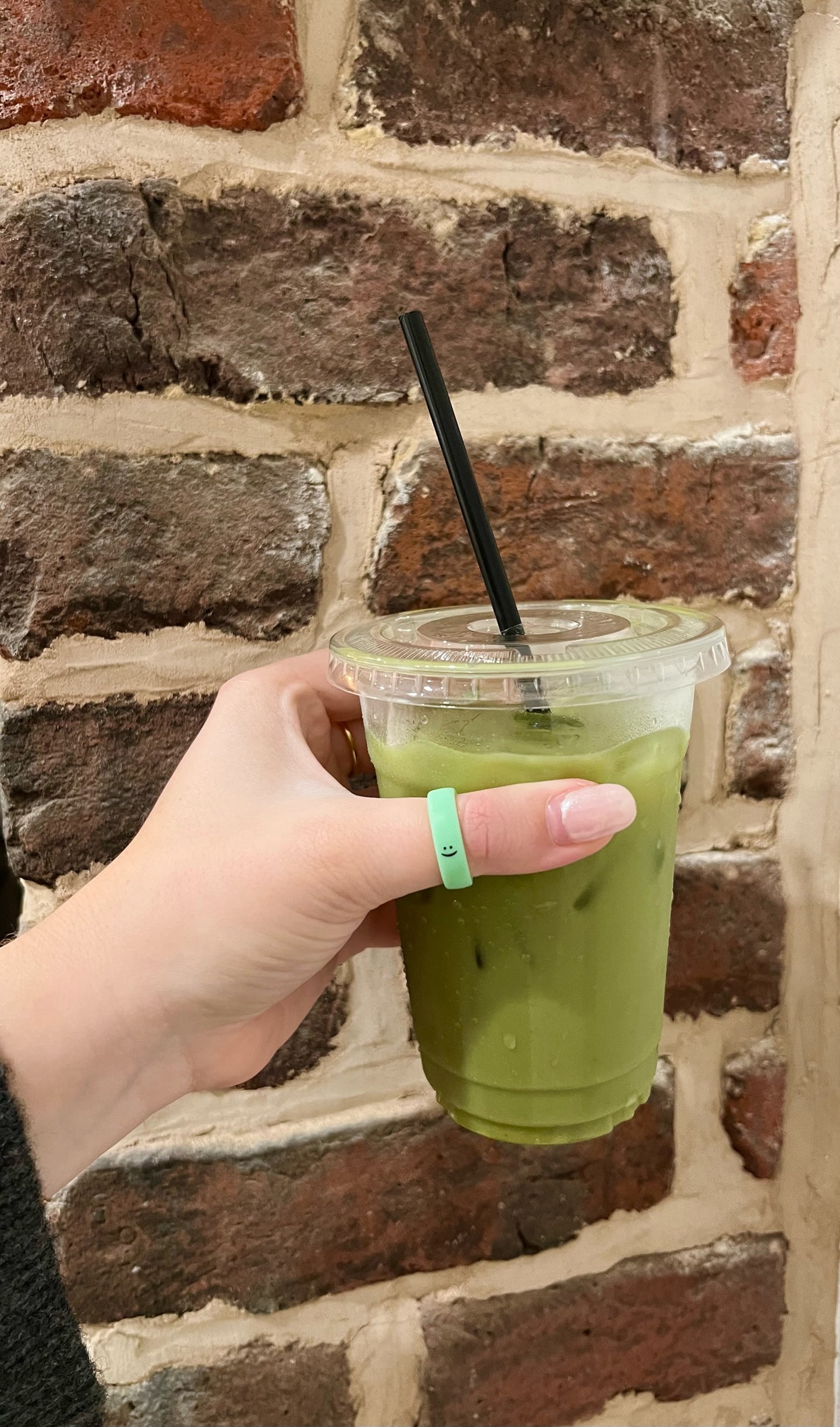 Flip Reversible smile / frown ring matcha green