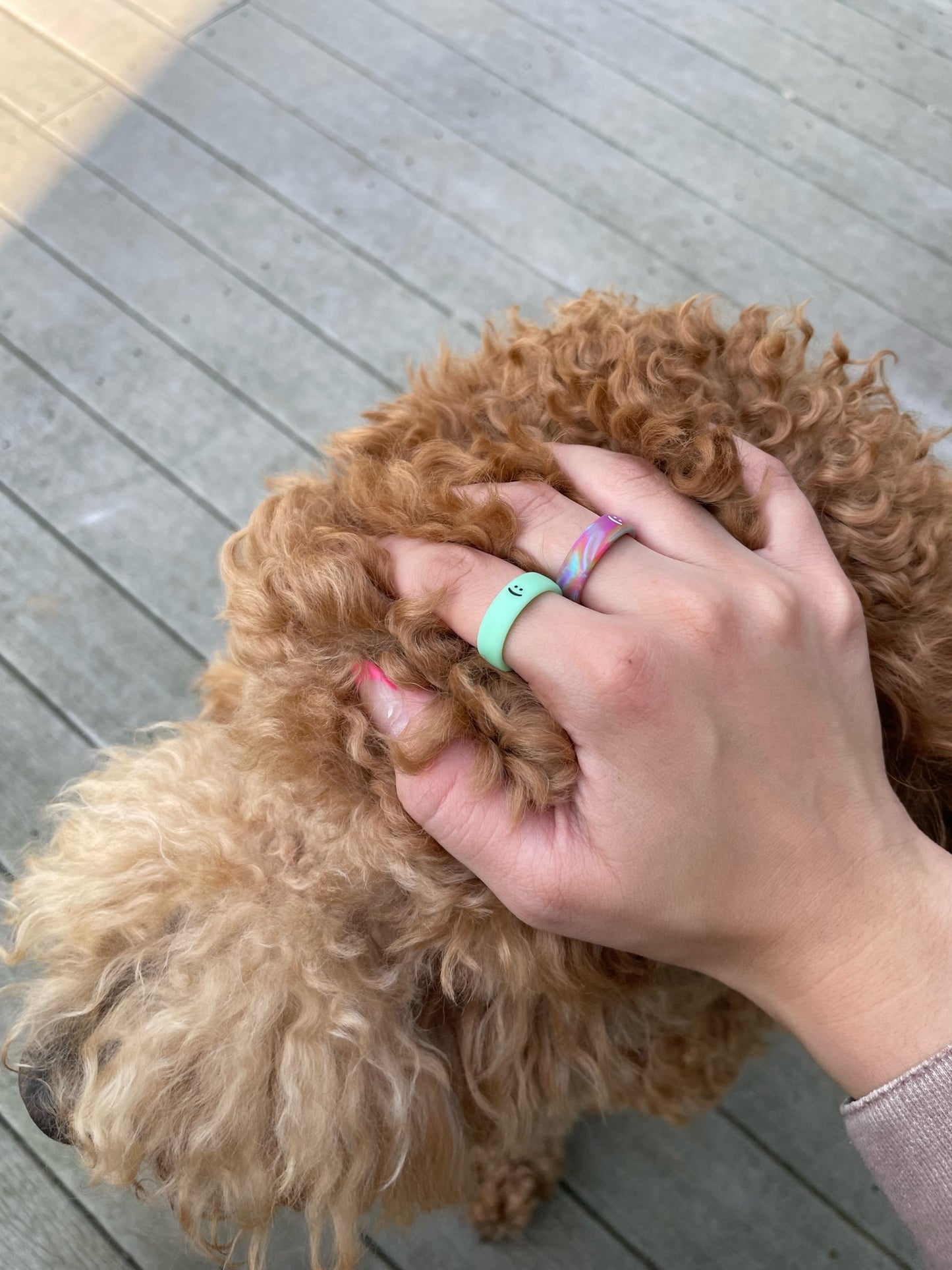 Flip Reversible smile / frown ring matcha green