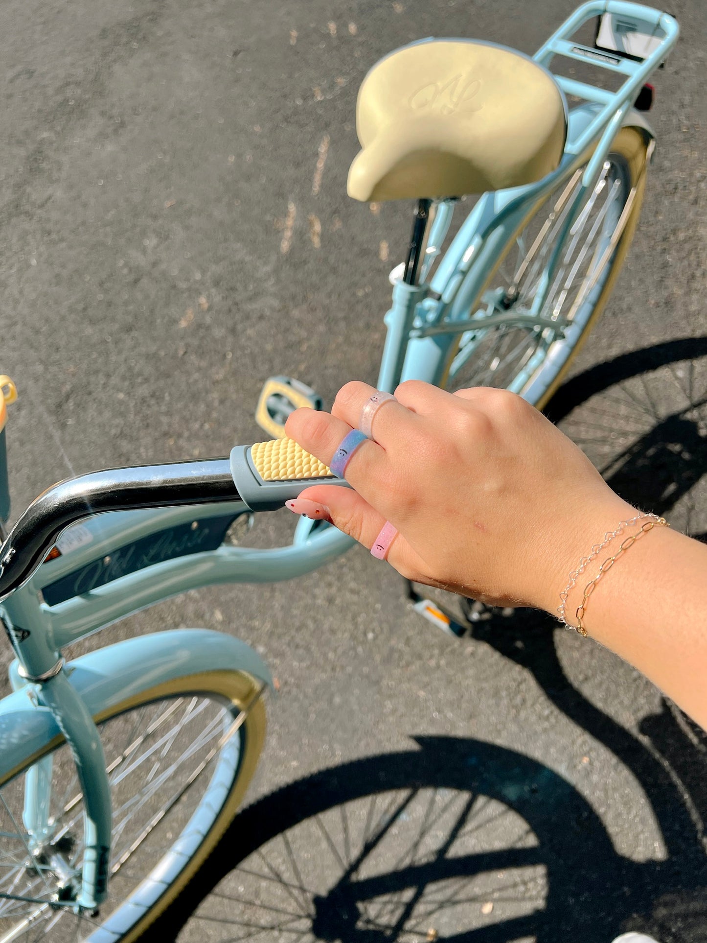 Flip Reversible smile / frown ring cotton candy sparkle