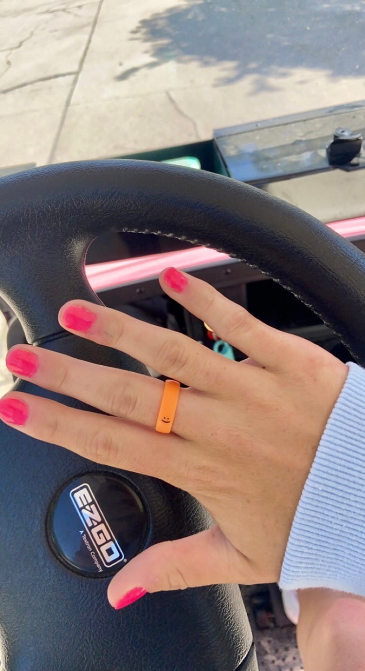 Flip Reversible smile / frown ring neon orange