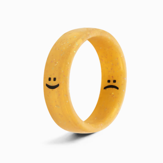 Flip Reversible smile / frown gold ring