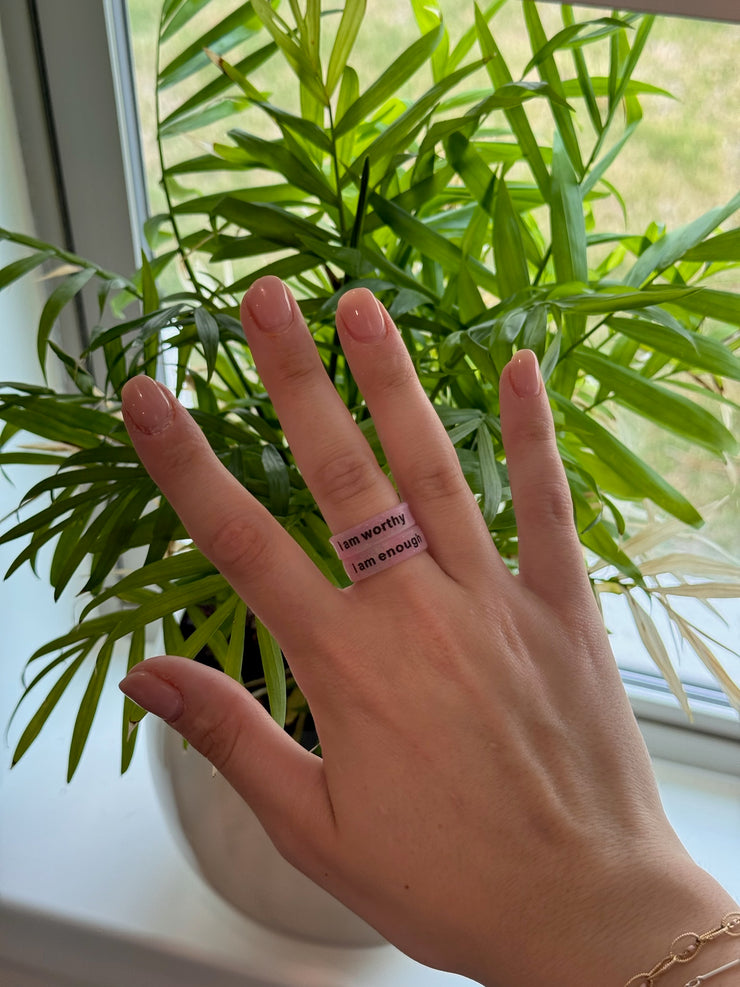 Flip Reversible i am worthy / i am enough ring