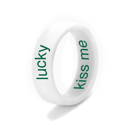 Flip Reversible lucky / kiss me ring white Ring