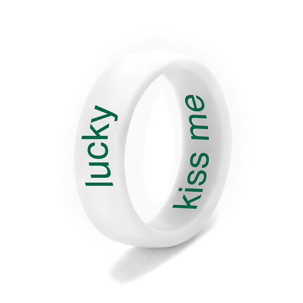 Flip Reversible lucky / kiss me ring white Ring