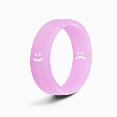Flip Reversible smile / frown ring purple marble