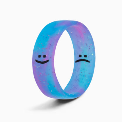 Flip Reversible smile / frown ring galaxy sparkle