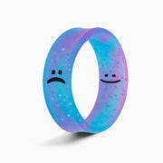 Flip Reversible smile / frown ring galaxy sparkle