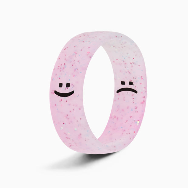 Flip Reversible smile / frown ring cotton candy sparkle