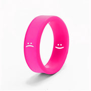 Flip Reversible smile / frown ring hot pink