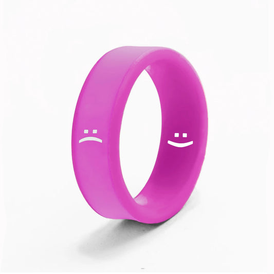 Flip Reversible smile / frown ring magenta