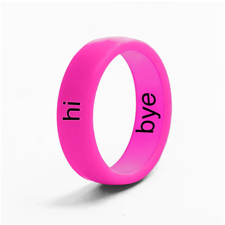 Flip Reversible hi / bye neon pink Ring
