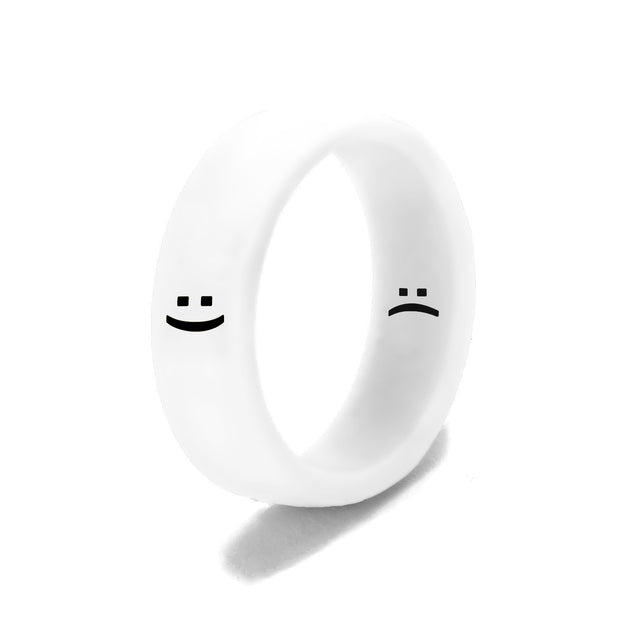 Flip Reversible smile / frown ring white