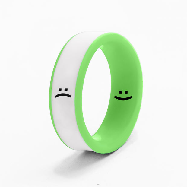 Flip Reversible smile / frown ring neon green