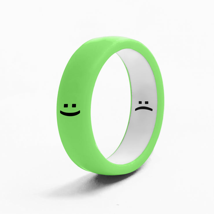 Flip Reversible smile / frown ring neon green