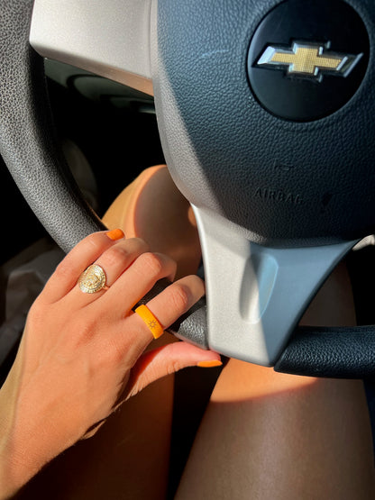 Flip Reversible sun / moon orange ring