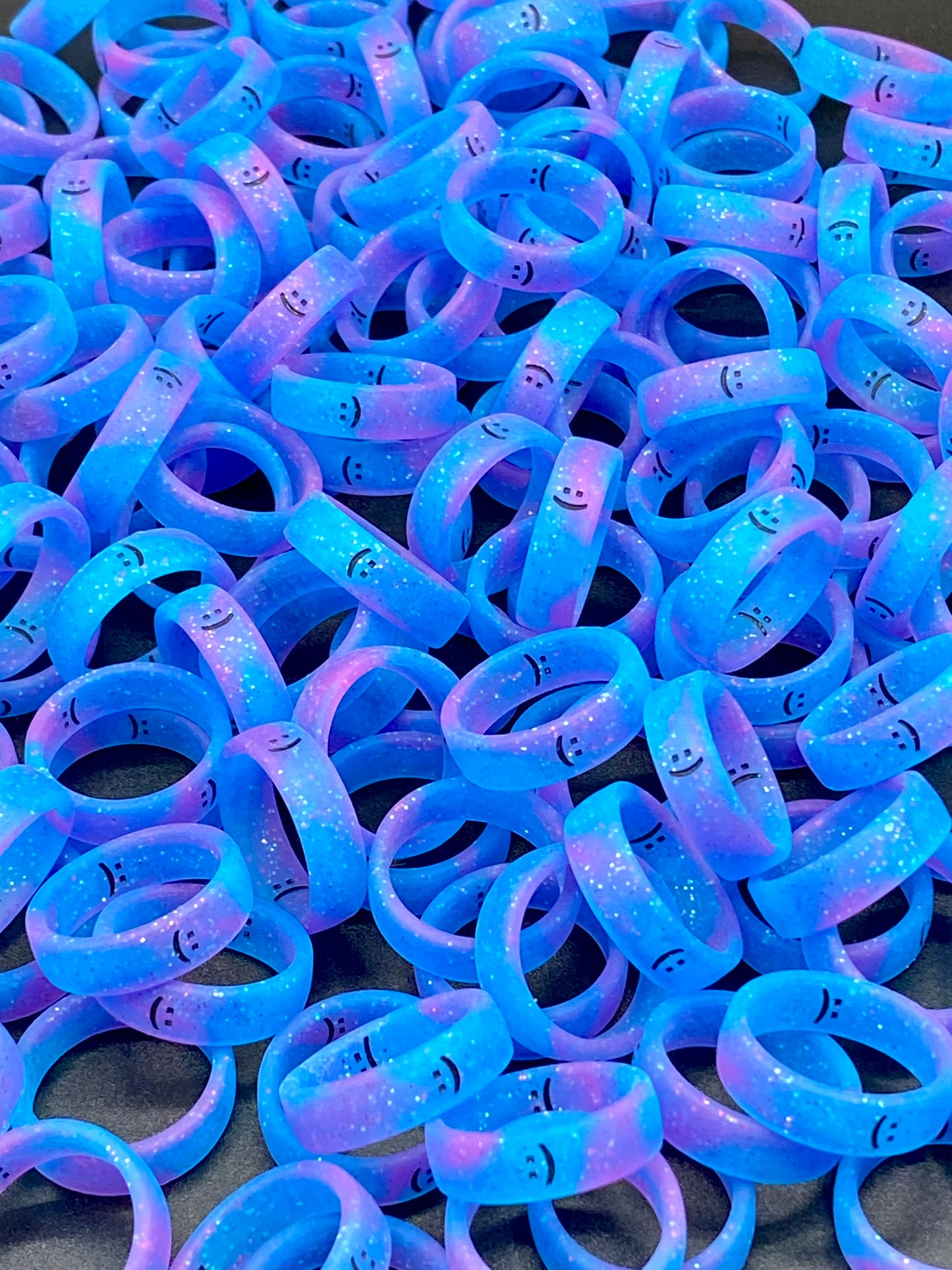 Flip Reversible smile / frown ring galaxy sparkle