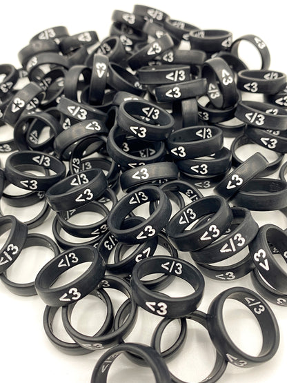 Flip Reversible heart / broken heart black Ring
