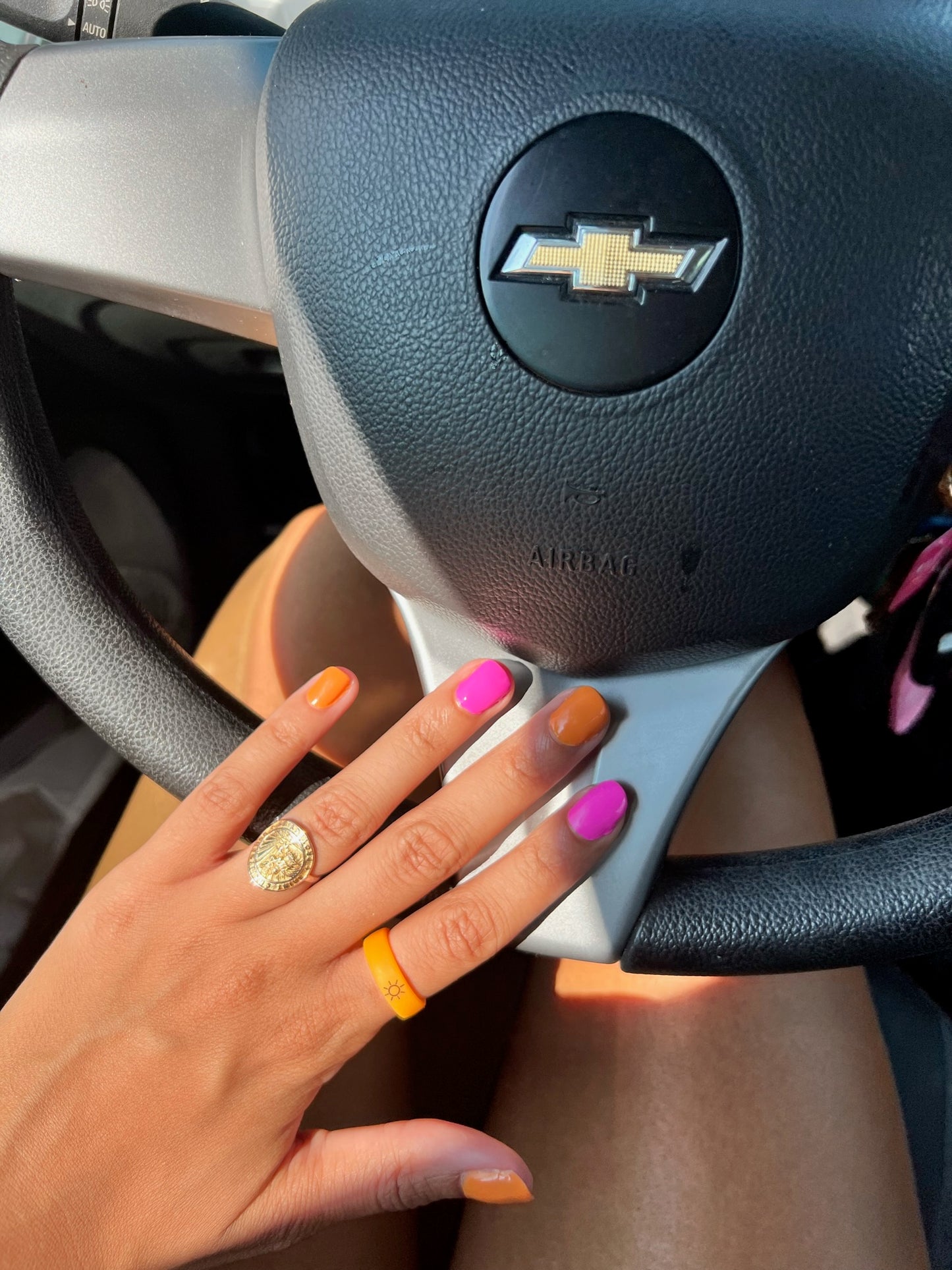 Flip Reversible sun / moon orange ring