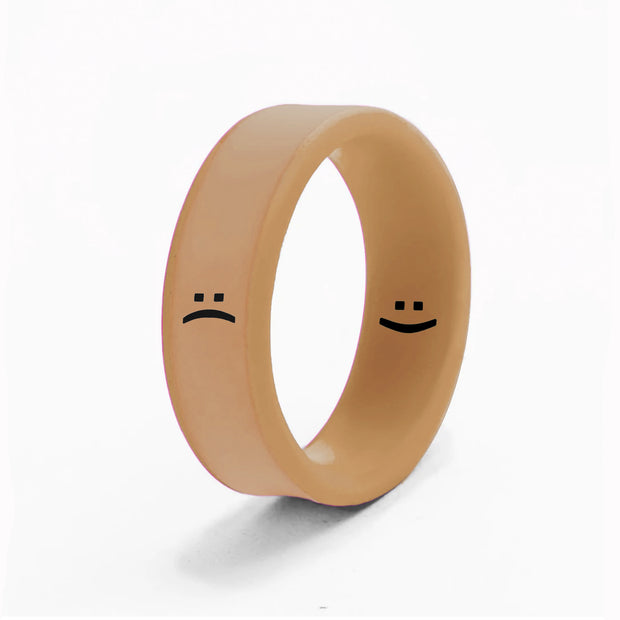 Flip Reversible smile / frown ring iced coffee