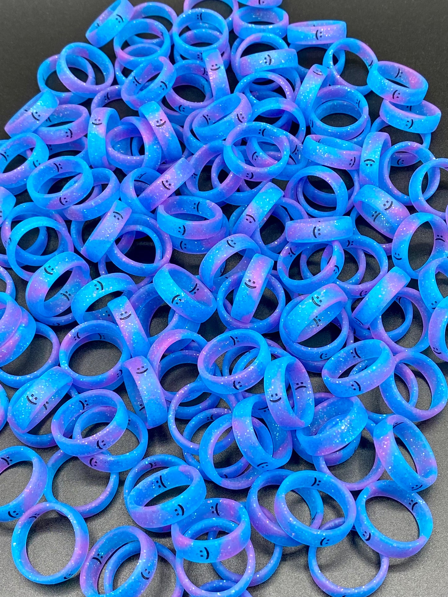 Flip Reversible smile / frown ring galaxy sparkle