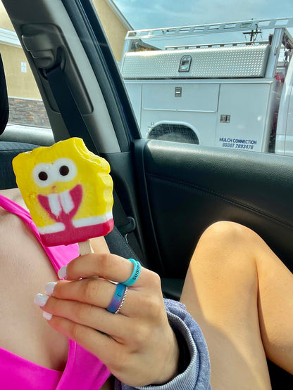 Flip Reversible smile / frown ring galaxy sparkle