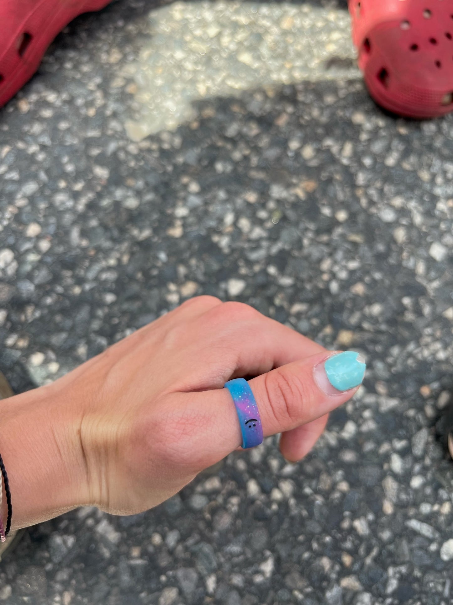 Flip Reversible smile / frown ring galaxy sparkle