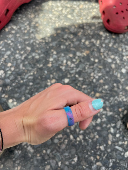 Flip Reversible smile / frown ring galaxy sparkle