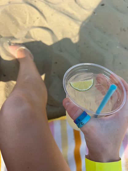 Flip Reversible smile / frown ring galaxy sparkle