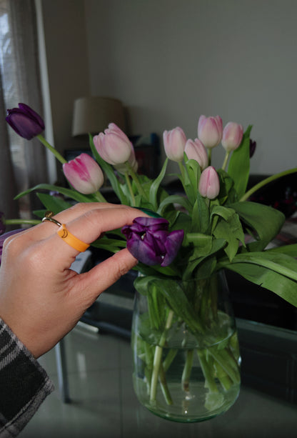 Flip Reversible sun / moon orange ring