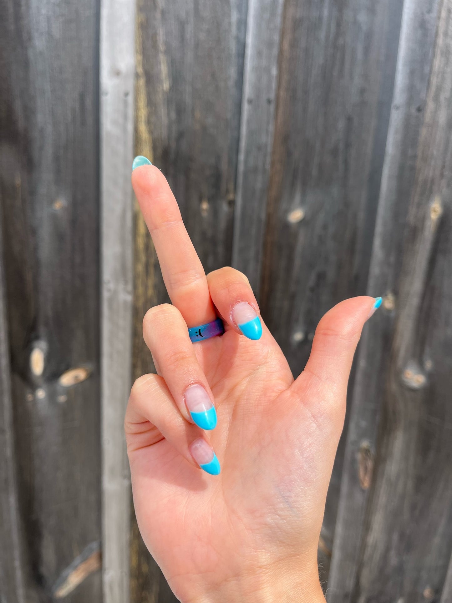 Flip Reversible smile / frown ring galaxy sparkle