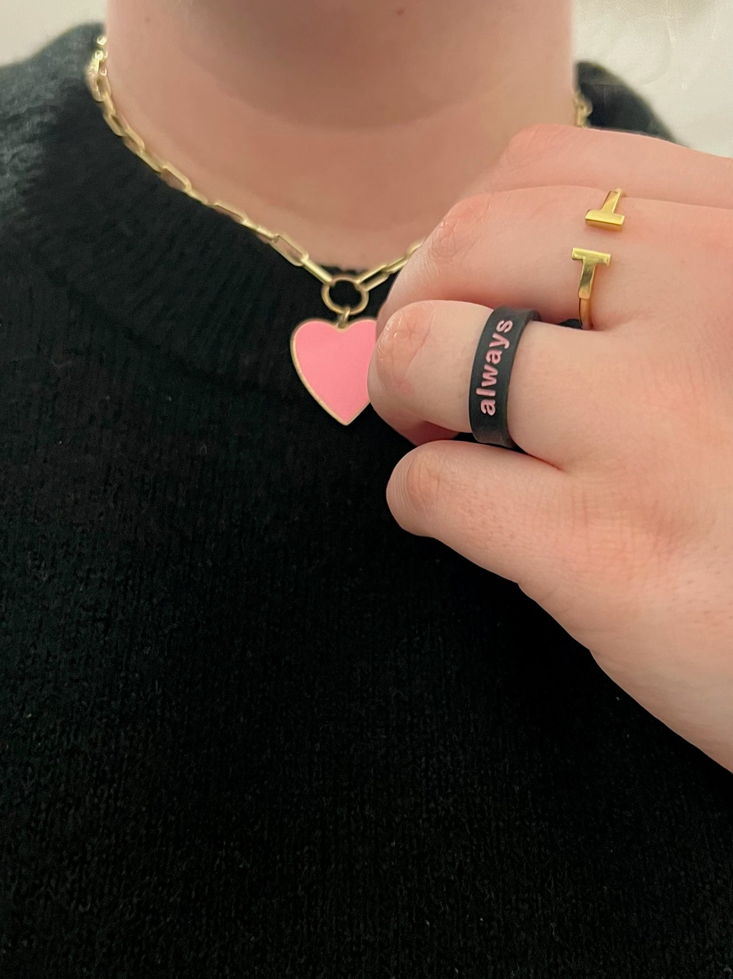 Flip Reversible Pink heart / Always ring
