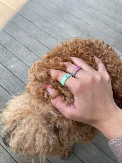 Flip Reversible smile / frown ring matcha green