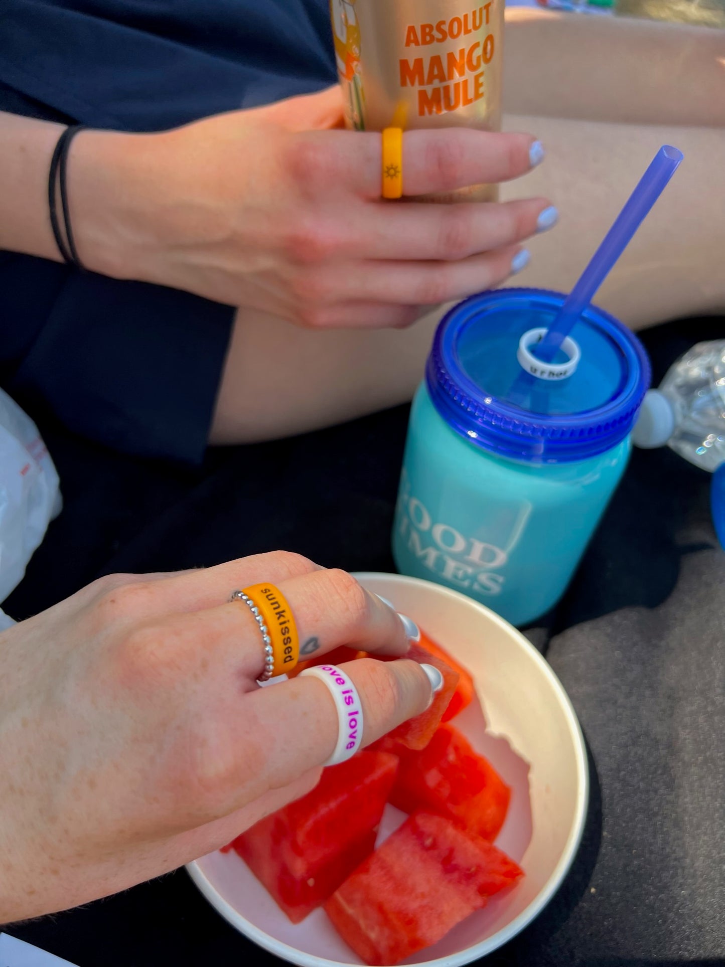 Flip Reversible sun / moon orange ring