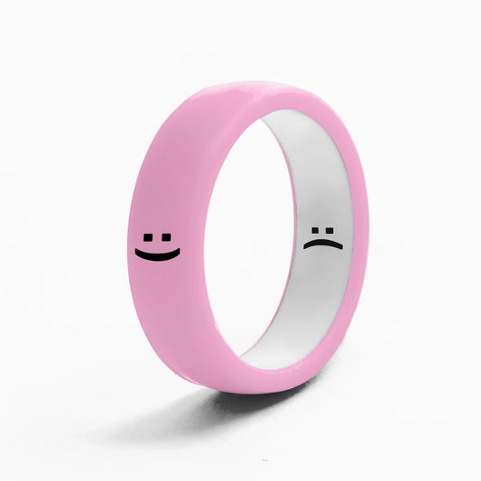 Flip Reversible smile / frown ring bubble gum